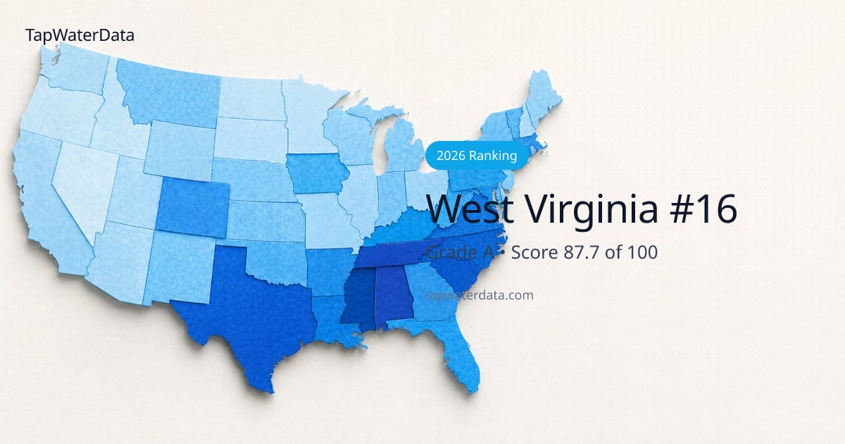 West Virginia Water Quality Ranking 2026 - Ranked #16 | TapWaterData